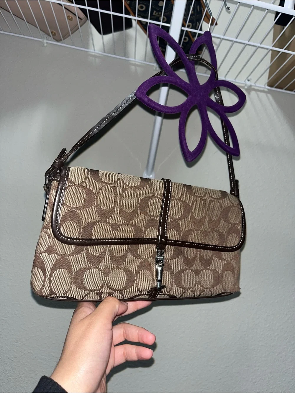 Coach Tan & Brown Signature Canvas Shoulder Bag